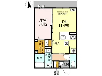 FIELD COURT(1LDK/1階)の間取り写真