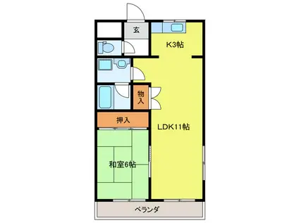 トレンディトータル(1LDK/3階)の間取り写真