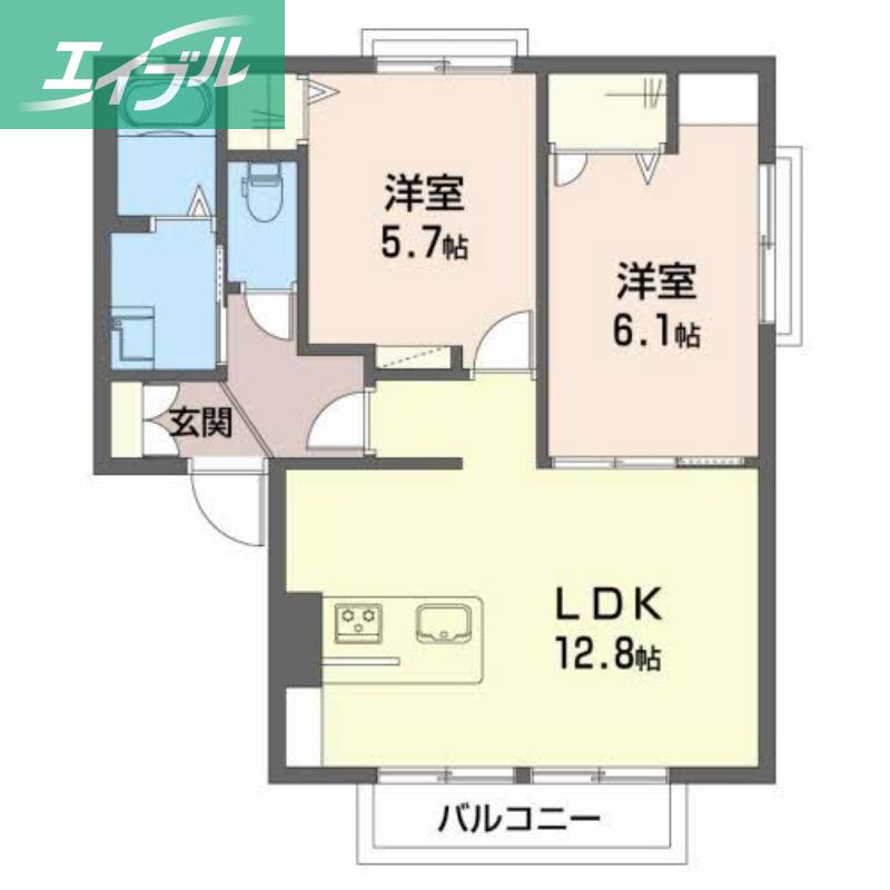 アニマートD棟(2LDK/1階)の間取り写真