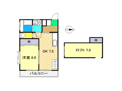 セリバテールノーブルマンション(1LDK/3階)の間取り写真