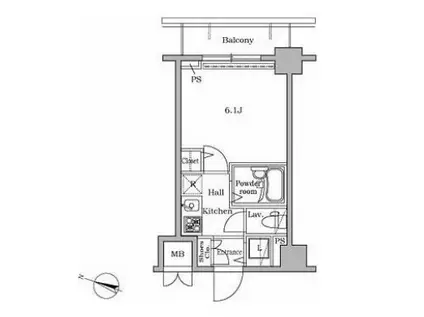 レジディア広尾II(1K/9階)の間取り写真