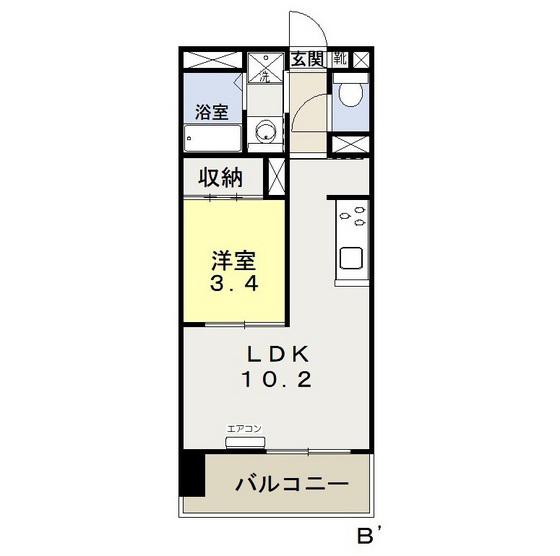 福富グリーンマンション(1LDK/3階)の間取り写真