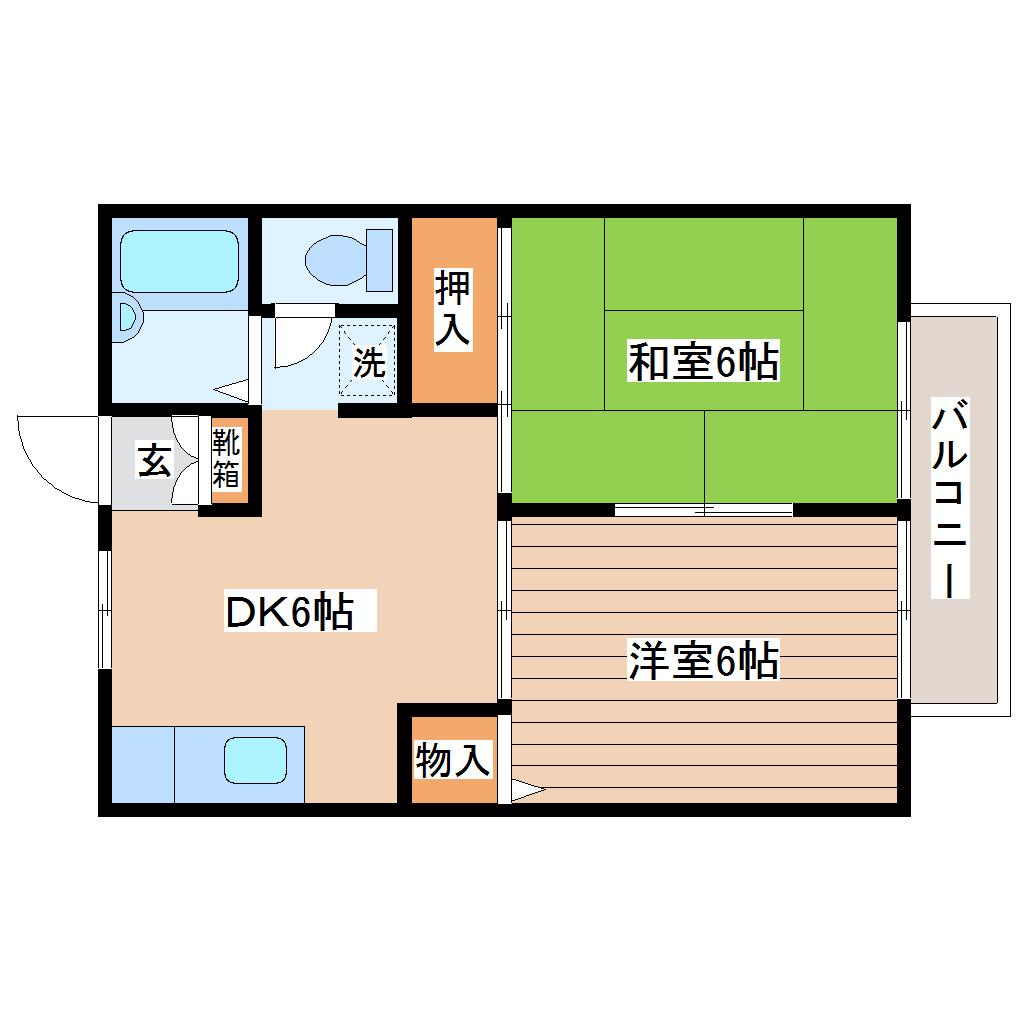 ノブハウス仙台(2DK/2階)の間取り写真