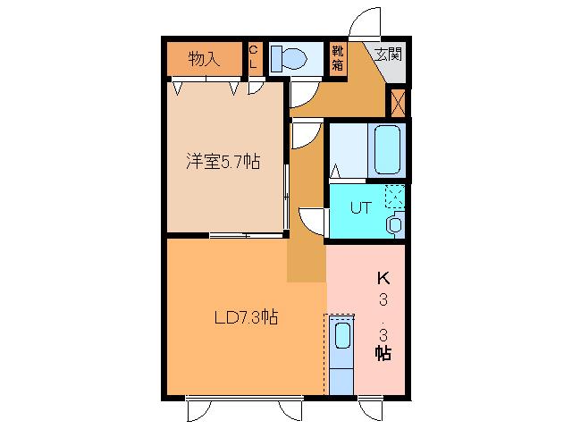 JR根室本線 帯広駅 徒歩31分 2階建 築21年(1LDK/1階)の間取り写真
