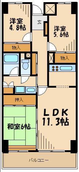 ザ スクエア聖蹟桜ヶ丘(3LDK/13階)の間取り写真