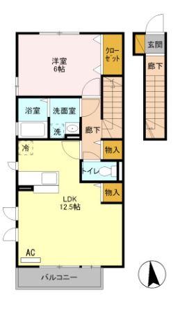 メゾンルミエール(1LDK/2階)の間取り写真