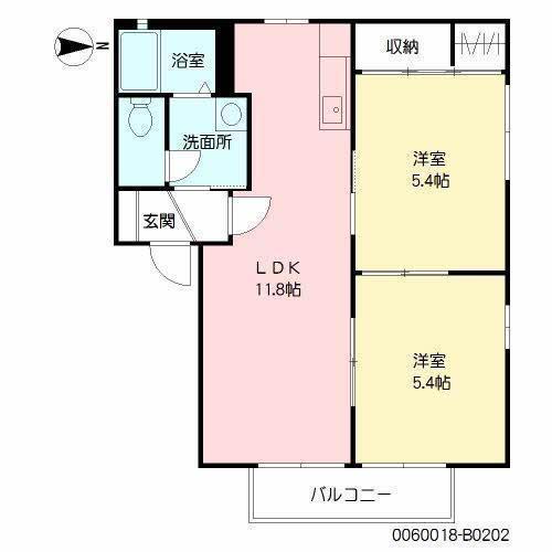 プラムハイツ 弐番館(2LDK/2階)の間取り写真
