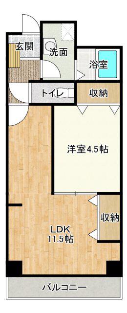 中央ハイツ元浜(1LDK/3階)の間取り写真