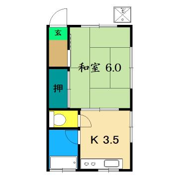 コーポ ニシザキ(1K/2階)の間取り写真