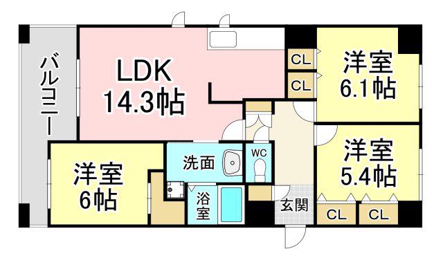 OLIVE 1(3LDK/4階)の間取り写真