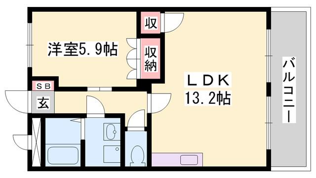 アベニール細江(1LDK/3階)の間取り写真