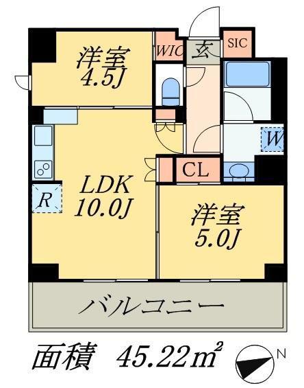 パークアクシス本所吾妻橋(2LDK/7階)の間取り写真