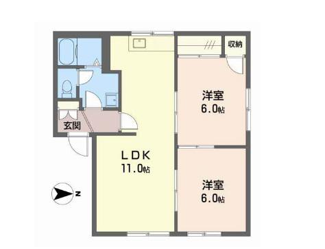 アークヒルズE(2LDK/1階)の間取り写真