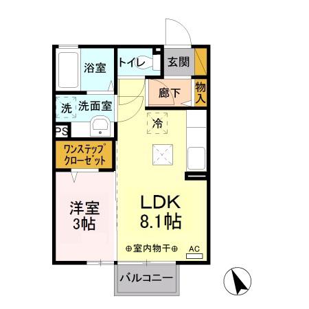 クレール・パレA(1LDK/1階)の間取り写真
