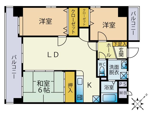 アヴァンセ学術都市(3LDK/2階)の間取り写真