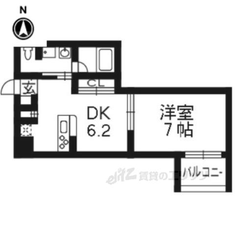 阪急嵐山線 上桂駅 徒歩11分 5階建 築15年(1DK/4階)の間取り写真