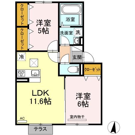 メゾンOTC(2LDK/1階)の間取り写真