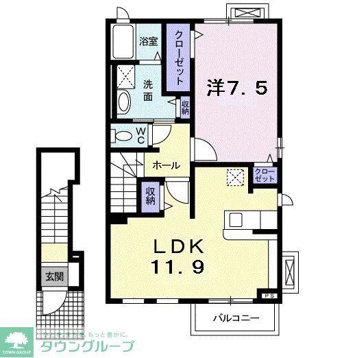 パイン ヒル(1LDK/2階)の間取り写真