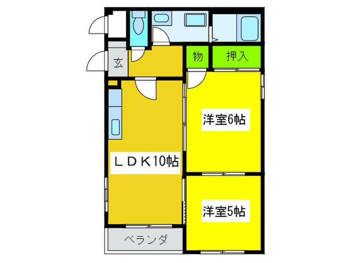 ラ・メゾンドゥ・アイ(2LDK/3階)の間取り写真