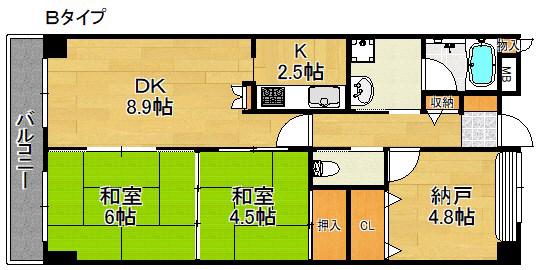 ライオンズマンション泉南樽井(3LDK/3階)の間取り写真