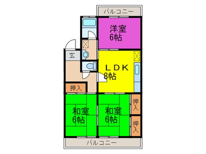 サンコーポ(3LDK/3階)の間取り写真