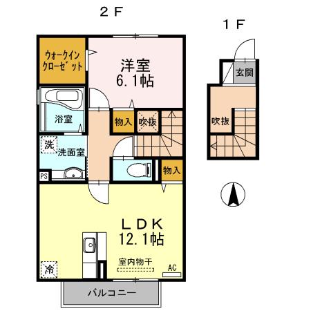 サニーコート宮崎駅東(1LDK/2階)の間取り写真