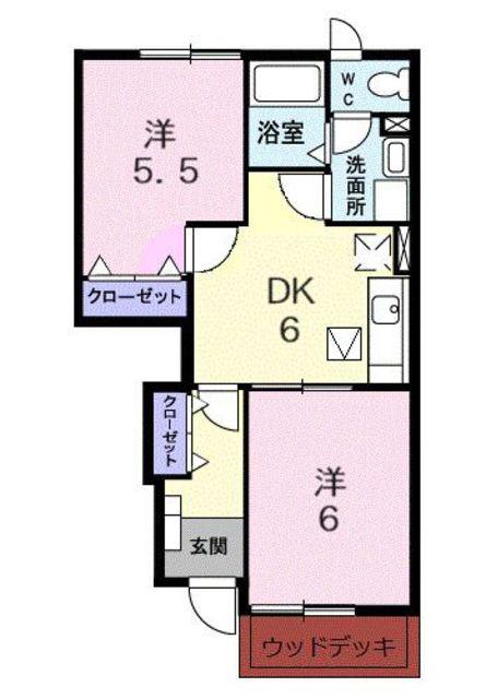 フォレスト(2DK/1階)の間取り写真