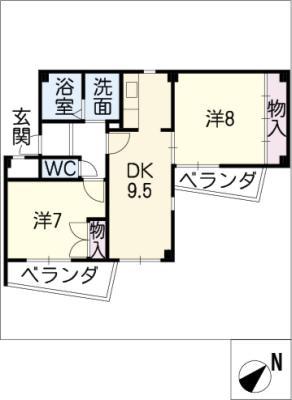 COZY HEIGHTS春日井(2DK/2階)の間取り写真