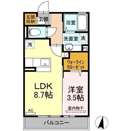 PEACECABIN(1LDK/3階)の間取り写真