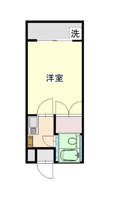 ワンルームマンションパル(1K/1階)の間取り写真