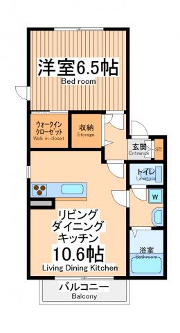 ディアコートケーエム(1LDK/1階)の間取り写真