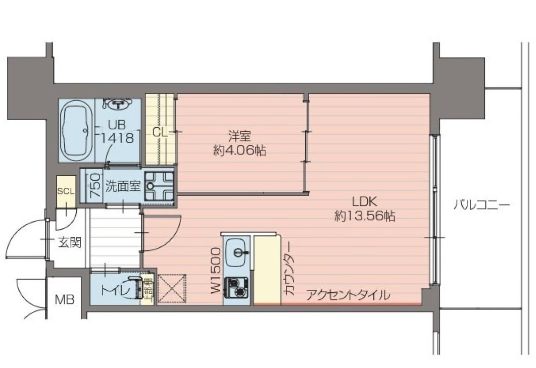 プレジオ弁天町(1LDK/8階)の間取り写真
