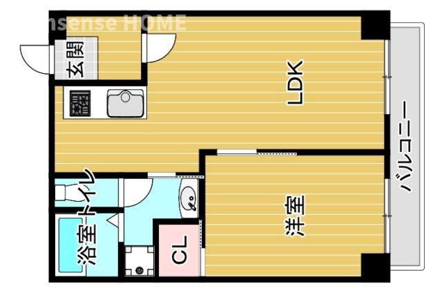 スギタ今福北ハイツ(1LDK/4階)の間取り写真