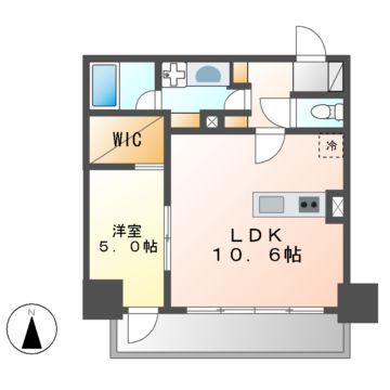 パークアクシス名古屋山王一丁目(1LDK/12階)の間取り写真