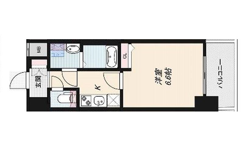 ベイサイドパークOSAKAサウスレジデンシス(1K/6階)の間取り写真