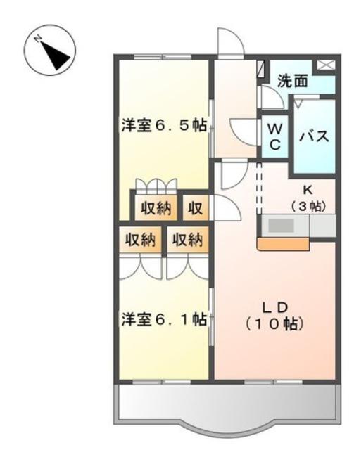 グランヴィア松江(2LDK/2階)の間取り写真