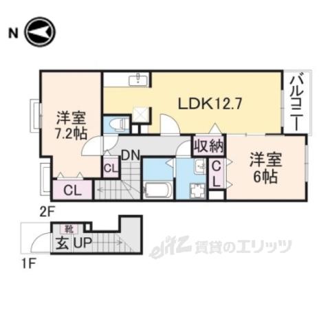 メープルコートⅠ(2LDK/2階)の間取り写真