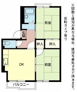 ジュネスディオ(2DK/2階)の間取り写真