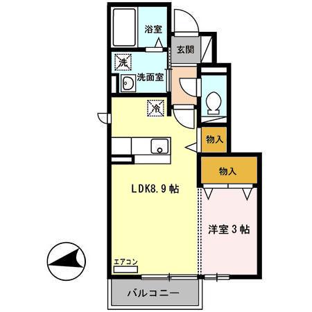 いわて銀河鉄道線 厨川駅 バス乗車時間:2分 最寄りバス停で下車 徒歩4分 2階建 築18年(1LDK/1階)の間取り写真