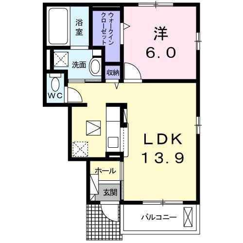 ドミールナンキイースト(1LDK/1階)の間取り写真