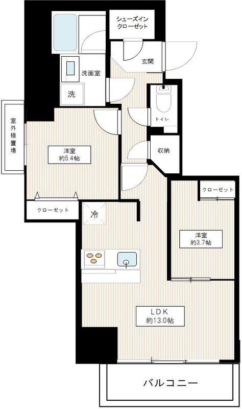 フュージョナル千住緑町(2LDK/2階)の間取り写真