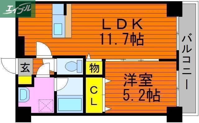 ARCSTAGE表町(1LDK/6階)の間取り写真