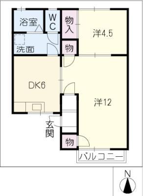 サンハイツはるだんの(2DK/1階)の間取り写真