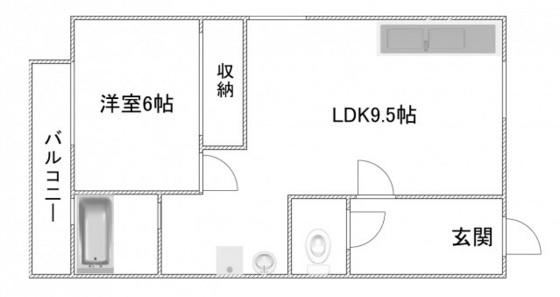 石本ビル(1LDK/1階)の間取り写真