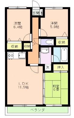 パストラールハイム(3LDK/4階)の間取り写真