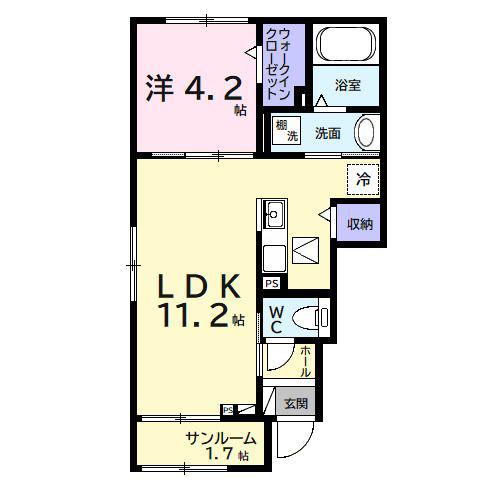 アネックス ワン(1LDK/1階)の間取り写真