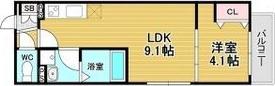 TEKO長瀬(1LDK/1階)の間取り写真
