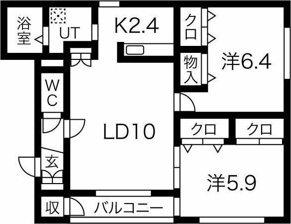 グランピア山の手(2LDK/2階)の間取り写真
