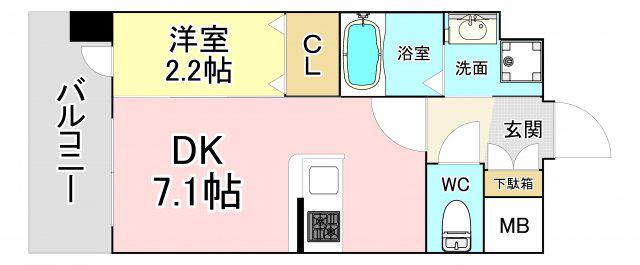 YSP八幡(1DK/7階)の間取り写真