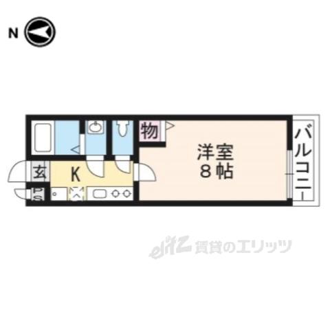 COCO三条天神川(1K/2階)の間取り写真